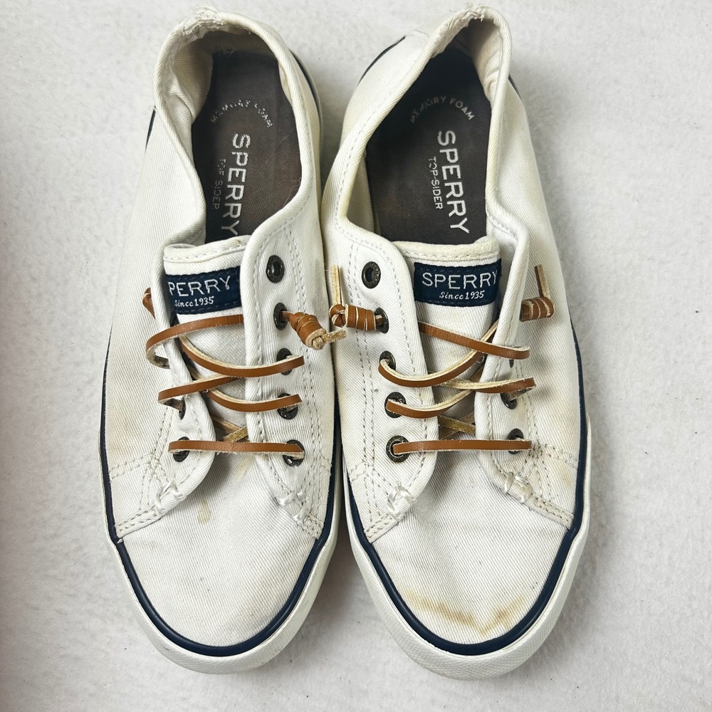 Sperry Top-Sider Crest Vibe White Canvas Sneakers STS95128 Kids Size 6.5